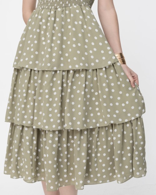 SIXDO Polka Dot Spaghetti Strap Maxi Chiffon Dress